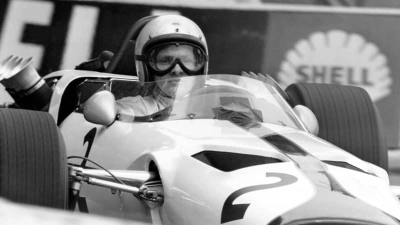 Bruce McLaren in 1966 McLaren Ford