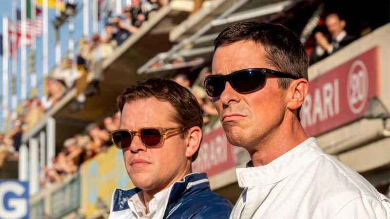 Christian Bale and Matt Damon in Ford v Ferrari film at Le Mans