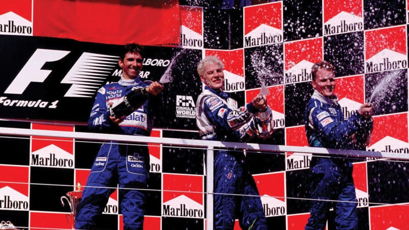 Damon Hill, Johnny Herbert and Jacques Villeneuve