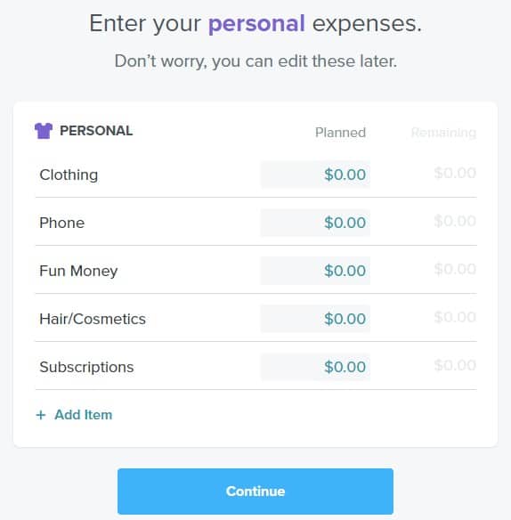 Personal Expenses