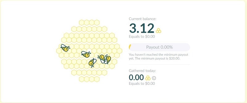 Snapshot of the Honeygain Earnings Dashboard