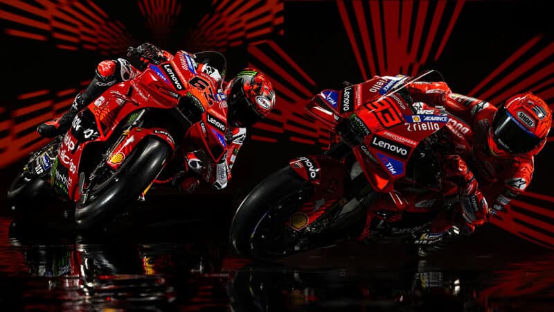 Images of Pecco Bagnaia and Marc Marquez on Ducati MotoGP bikes