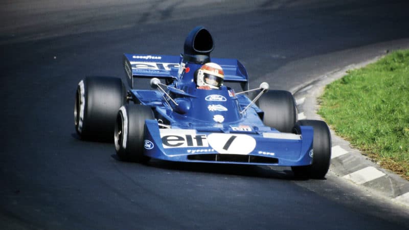 Jackie Stewart on track at the US GP 1972